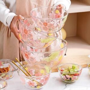 Clear patterned glass bowls set