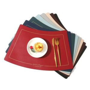 Red leather table placemat
