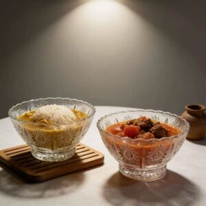 Two glass dessert bowls