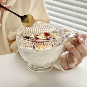 Glass oatmeal breakfast mug