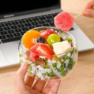 Clear glass fruit bowl